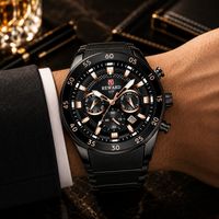 Luxury Gold & Black Stainless Steel Chronograph Watch