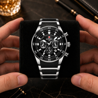 Luxury Gold & Black Stainless Steel Chronograph Watch